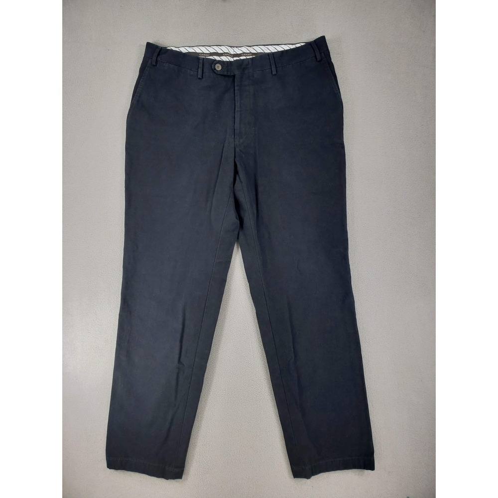 Canali Pantalone Chino Men 36x29 Black Cotton Flat Front Made in Italy 84015